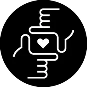 An icon of two hands framing a heart shape.